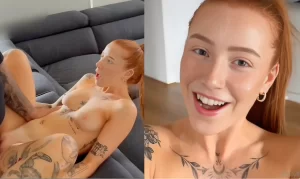 Australian Girl Have Sex And Facial On The Couch | LittleMissRed